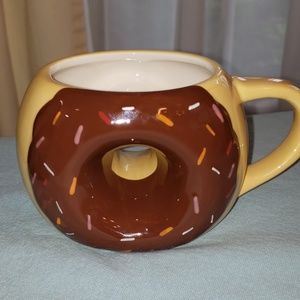 Chocolate brown donut mug with sprinkles